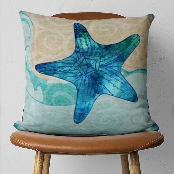 Unmarked Other - Ocean Theme Cotton Linen Starfish Print Beach Sofa Bed Pillow COVER ONLY#1020257